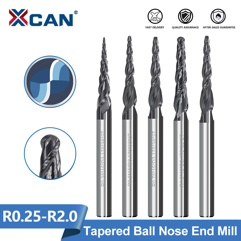 End Mill Set - XCAN-Fresa de extremo cónico de punta