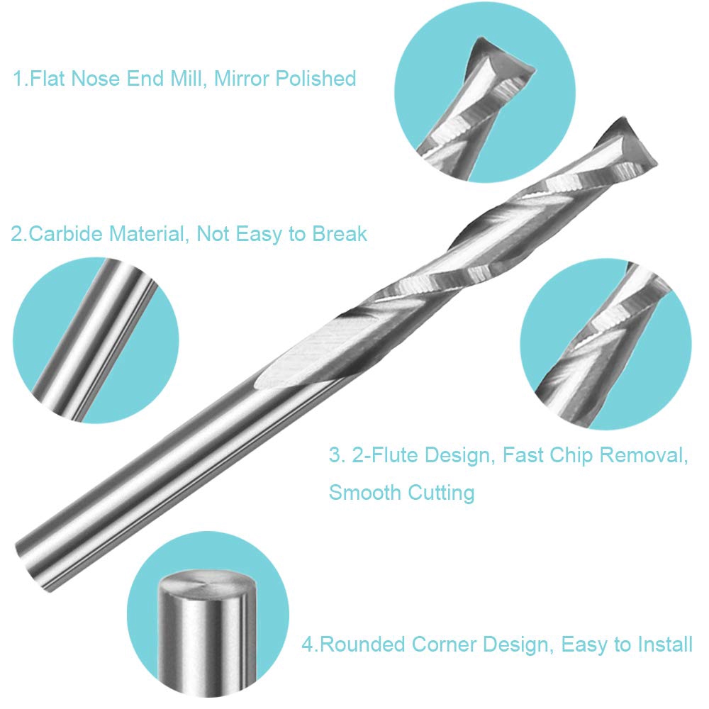 10 piezas Fresa espiral de 2 f - End Mill Set reseña y precio