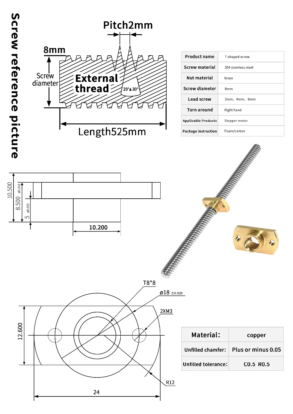 2 uds impresora 3D T8 tuercas  - Linear Rod 8Mm reseña y precio